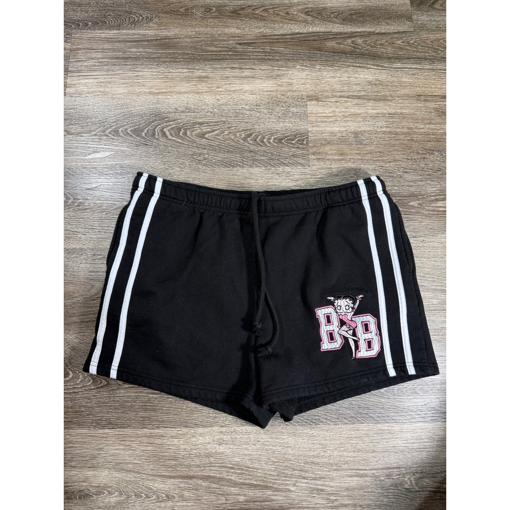 Betty‎ Boop Fleischer Studios Black Fleece Shorts XL 16-18 Side Stripe